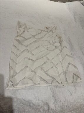 Cream Chevron Mesh A-Line Top